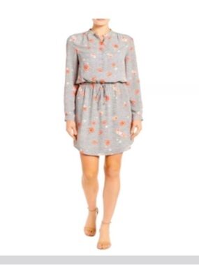 Halogen 🌺 Flower Print Tie Waist Long Sleeve Dress 👗